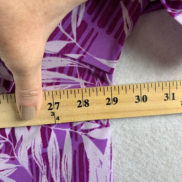 Catherines Womens Button Up Tunic Blouse‎ Sz 2X Purple Tropical Beachy Travel - Picture 9 of 13